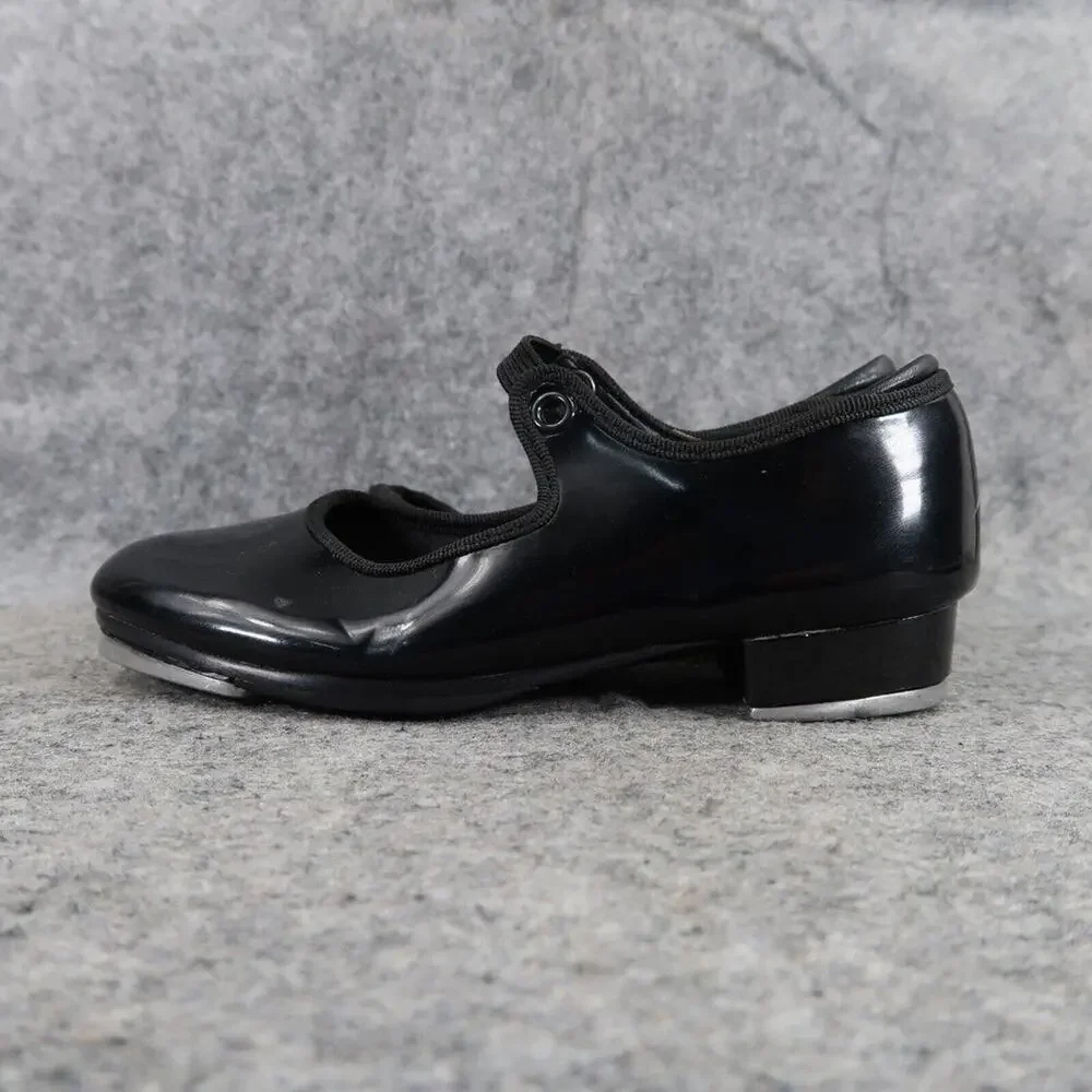 Danshuz Shoes Girls 11 Tap Dance Mary Jane Black Patent Slip On Star Tone Kids
